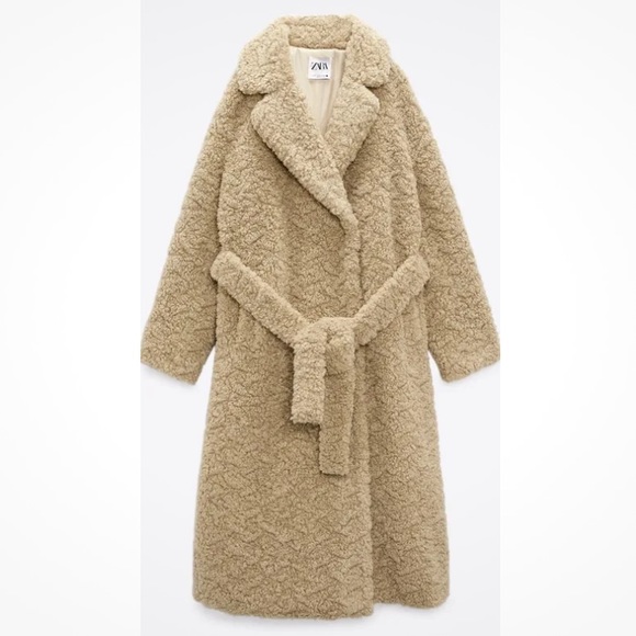 Zara Jackets & Blazers - Zara Long Fleece Coat - Light Camel